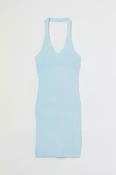 Платье с застежкой на шее H&amp;M, светло-синий