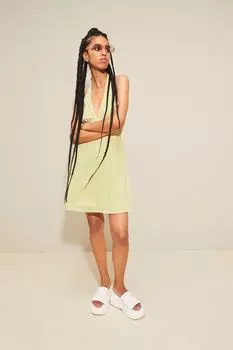 Платье с застежкой на шее H&amp;M, желтый/маленькие цветы