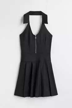 Платье с застежкой на шее и воротнике H&amp;M, черный
