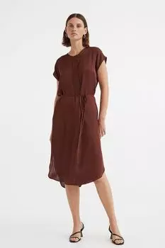 Платье с завязанным поясом H&amp;M, коричневый