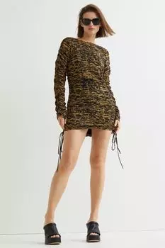 Платье с завязками H&amp;M, темно-бежевый/узор