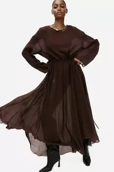 Платье с завязками H&M, коричневый