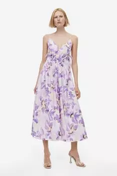 Платье с завязками H&M, сиреневый/цветочный