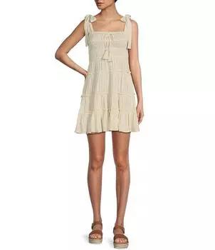 Платье с завязками на плечах C&V и фиолетовым челси C&V Chelsea & Violet, слоновая кость