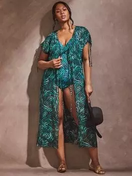 Платье с завязками на плечах с абстрактным принтом curve Live Unlimited, зеленый