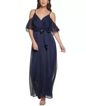 Платье с завязками на талии и открытыми плечами DKNY, мульти