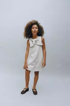 Платье с завязками ZARA, экрю