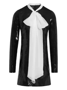 Платье с завязкой на шее, расшитое пайетками Giambattista Valli, черный