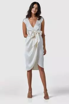 Платье с завязкой на талии Closet London, бежевый