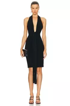 Платье с завязкой спереди и бретелькой на бретельках Norma Kamali, черный