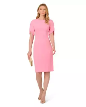 Платье с жемчугом на шее и рукавах Adrianna Papell, розовый