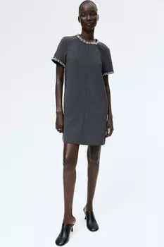 Платье с жемчужным декором H&M, серый