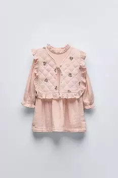 Платье с жилетом ZARA, розовый