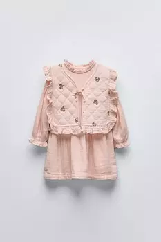 Платье с жилетом ZARA, розовый