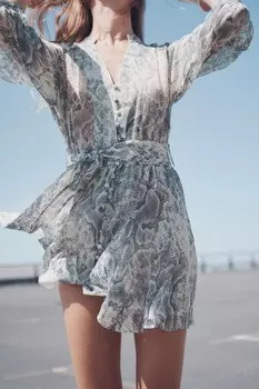 Платье с животным принтом с металлической нитью ZARA, цвет snake