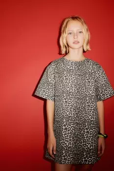 Платье с животным принтом ZARA, цвет leopard