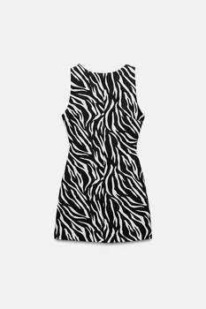 Платье с животным принтом ZARA, цвет zebra