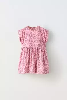 Платье с животным принтом ZARA, розовый