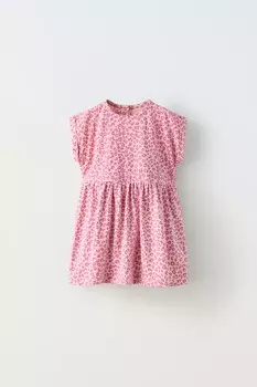 Платье с животным принтом ZARA, розовый