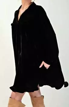 Платье Sabrina с длинными рукавами из бархата черного цвета Easel