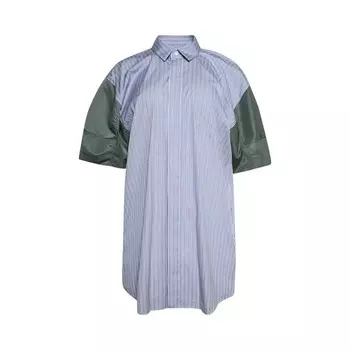 Платье Sacai Poplin x Nylon Striped Twill Dress, цвет Light Blue/Khaki