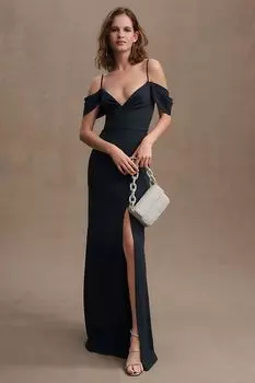 Платье Sachin & Babi Brittany из крепа с открытыми плечами, темно-синий