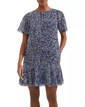 Платье Sadie с принтом и оборками по подолу HOBBS LONDON, синий