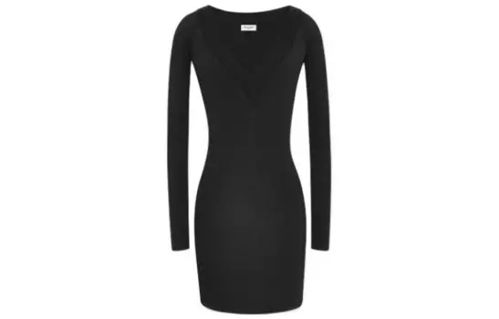 Платье Saint Laurent с длинными рукавами, черный