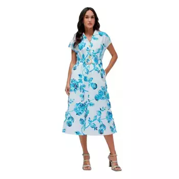 Платье Salsa Jeans Floral Print Regular Fit midi, белый