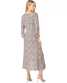 Платье Saltwater Luxe Odessa Long Sleeve Floral Midi Dress, черный