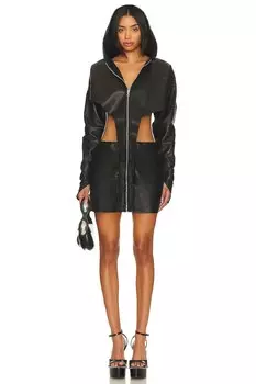 Платье SAMI MIRO VINTAGE V Cut Out Hoodie, цвет Black Leather