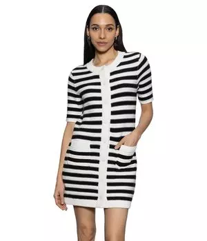 Платье Sanctuary Button Front Knitted Dress, цвет Chalk/Black Stripe
