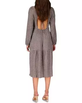 Платье Sanctuary Going West Open Back Gingham Midi Dress, цвет Chocolate Gingham