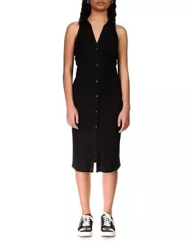 Платье Sanctuary Sleeveless Rib Midi, черный