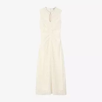 Платье Sandro с отделкой стразами, экрю