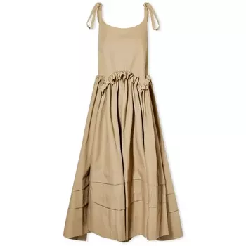 Платье Sandy Liang Ischia с завязками на плечах, хаки