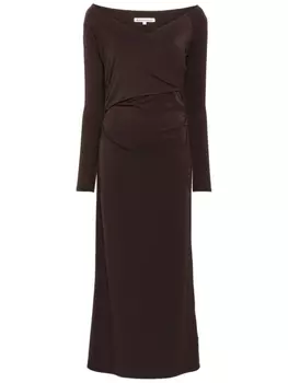 Платье Santana из джерси с драпировкой Reformation, коричневый