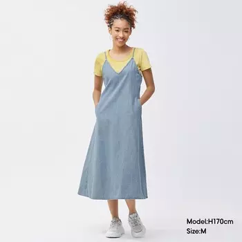 Платье-сарафан GU джинсовое, светло-голубой