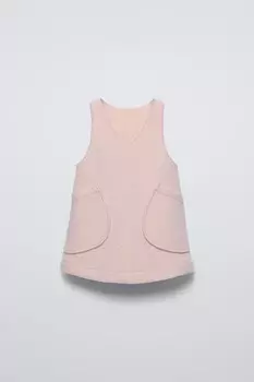 Платье-сарафан из шерсти ZARA, бежево-розовый