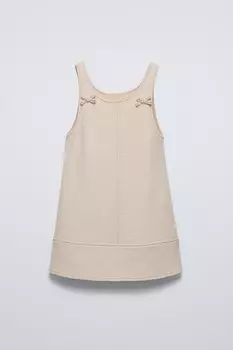 Платье-сарафан из шерстяной смеси с бантами ZARA, экрю