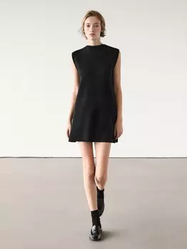 Платье-Сарафан из смесовой шерсти Massimo Dutti, черный