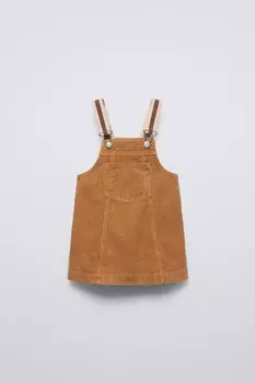 Платье-сарафан из вельвета ZARA, охра