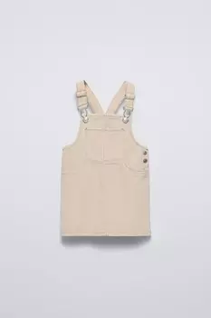 Платье-сарафан из вельвета ZARA, экрю