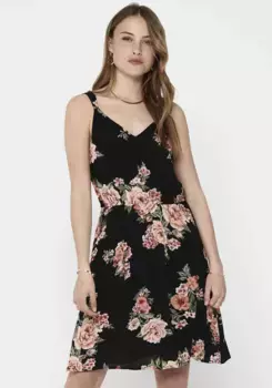 Платье-сарафан ONLY "ONLKARMEN LIFE S/L SHORT DRESS WVN NOOS", однотонное или с принтом, оранжевый