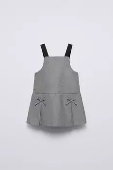 Платье-сарафан с бантами ZARA, серый