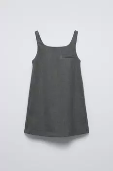 Платье-сарафан с карманами ZARA, серый