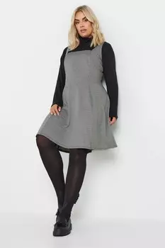 Платье сарафан с квадратным вырезом и узором «собачья лапка» Yours Curve, черный