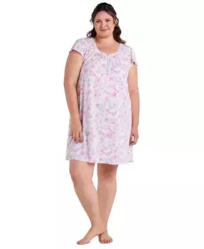 Платье-саронг с коротким рукавом и принтом больших размеров Miss Elaine, белый