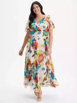 Платье Scarlett & Jo Isabelle Angel Sleeve Maxi, цвет cream/multi