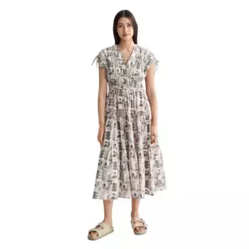 Платье Scotch & Soda Gathered Tied short sleeve midi, серый